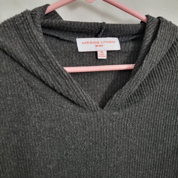 NEW Adrienne Vittadini Sport Hoodie XL Gray ribbed Gray pullover long sleeve NWT - Picture 7 of 9